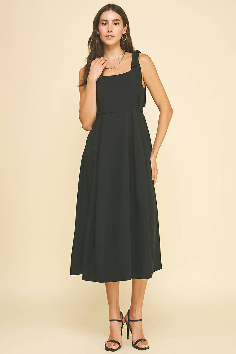 PINCH - Wholesale Dress - Women's - RIBBON DETAILED SLEEVE MIDI DRESS - 6523D7