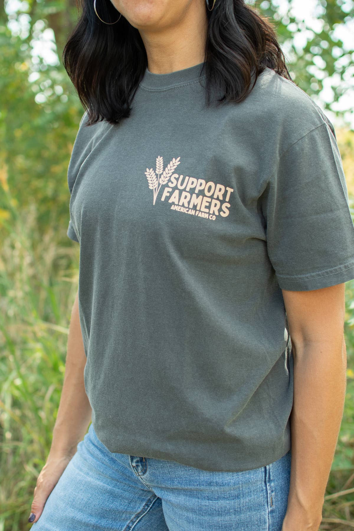 American Farm Company - Wholesale Screen Printed T-Shirt - Women's - Western ‘Support Farmers’ Wheat Unisex Graphic Tee1