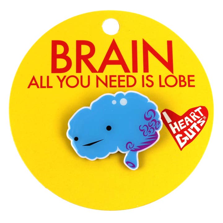 Brain Lapel Pin - All You Need Is Lobe for wholesale by I Heart Guts | Organ Plushies Wholesale