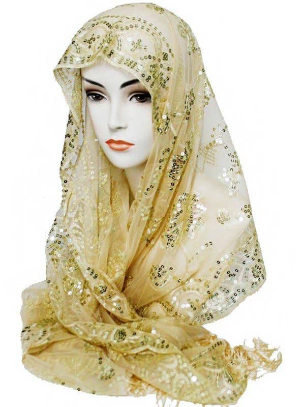 Sequin Embroidered Chiffon Shawls for wholesale by Cap Zone