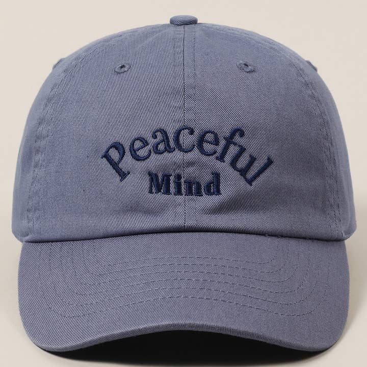 Fashion City - Wholesale Baseball Cap - Unisex - Peaceful Mind Lettering Embroidery Baseball Cap