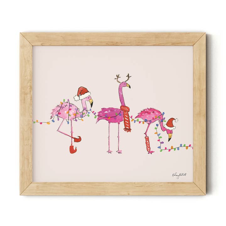 Holiday Flamingos - Christmas Wall Art for wholesale by KelseyMDesigns