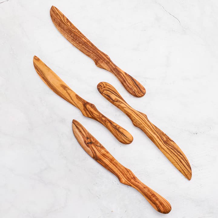 ArtisRaw - Wholesale Kitchen/Utility Knife - Olive Wood Spreader – Handmade Curved Serving Tool