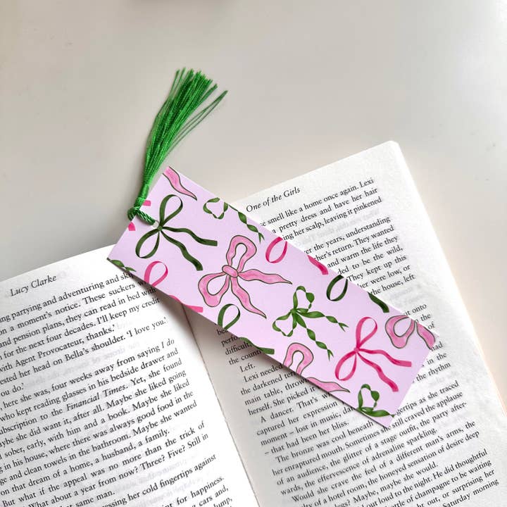 Marcador de Livro Laço Rosa Verde Feminino Presente Livro Traça de Livros por atacado de Dolly’s Doodles