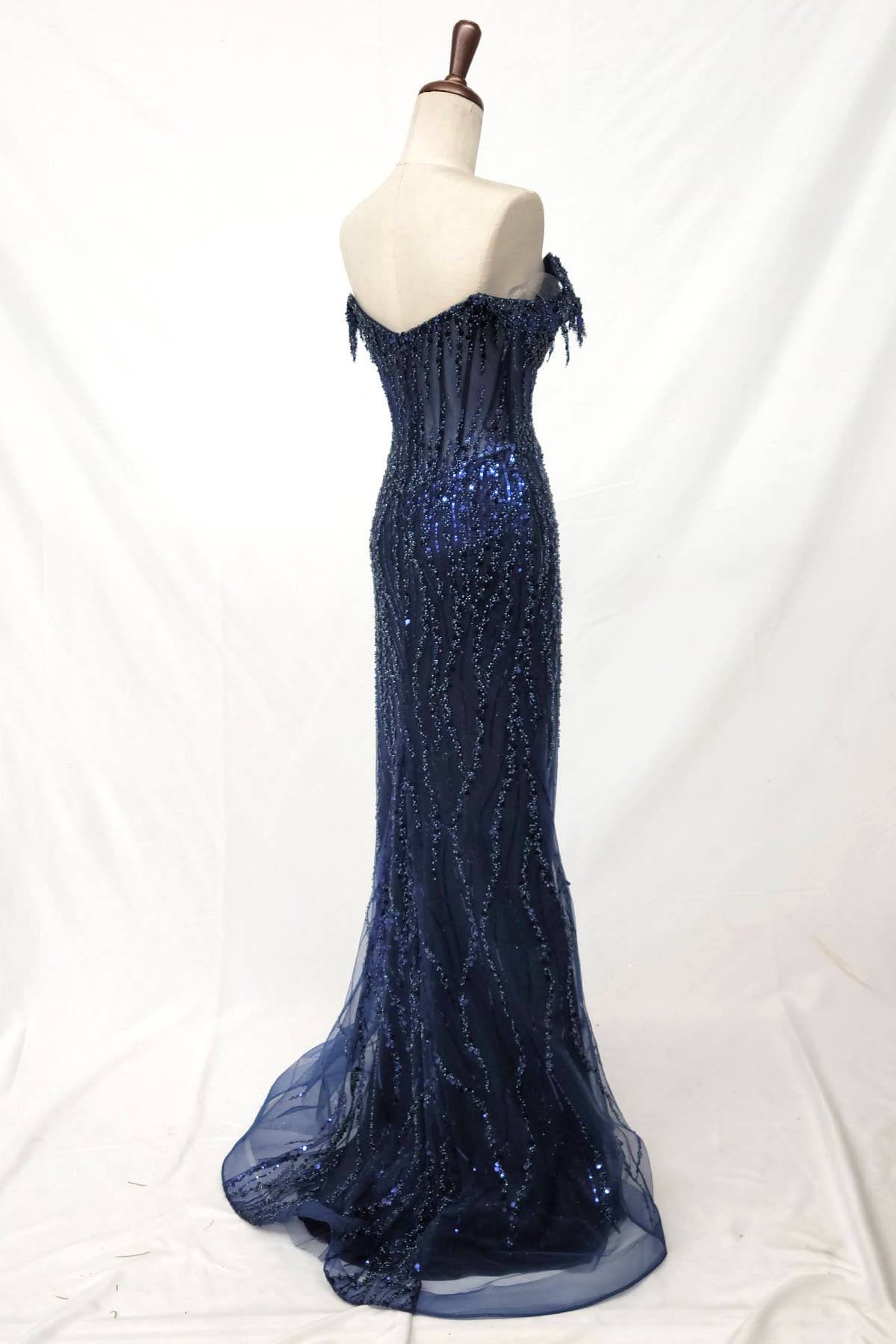 Chicas - Wholesale Gown - Women's - Off the Shoulder Sequin and Bead Long Dress C33138