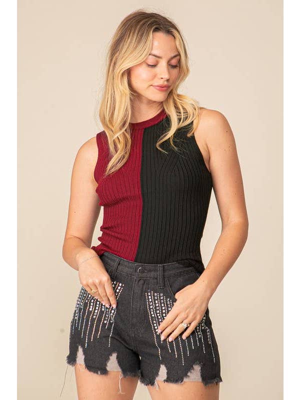 Vanilla Monkey - Wholesale Knit Top - Women's - Game Day Contrast Sweater Ribbed Top0