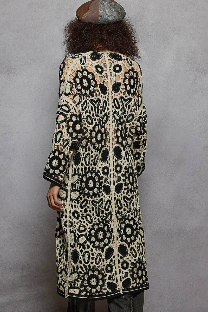 Pol Clothing - Vente Cardigan – femme - Cardigan en maille crochet à manches longues et col en V11