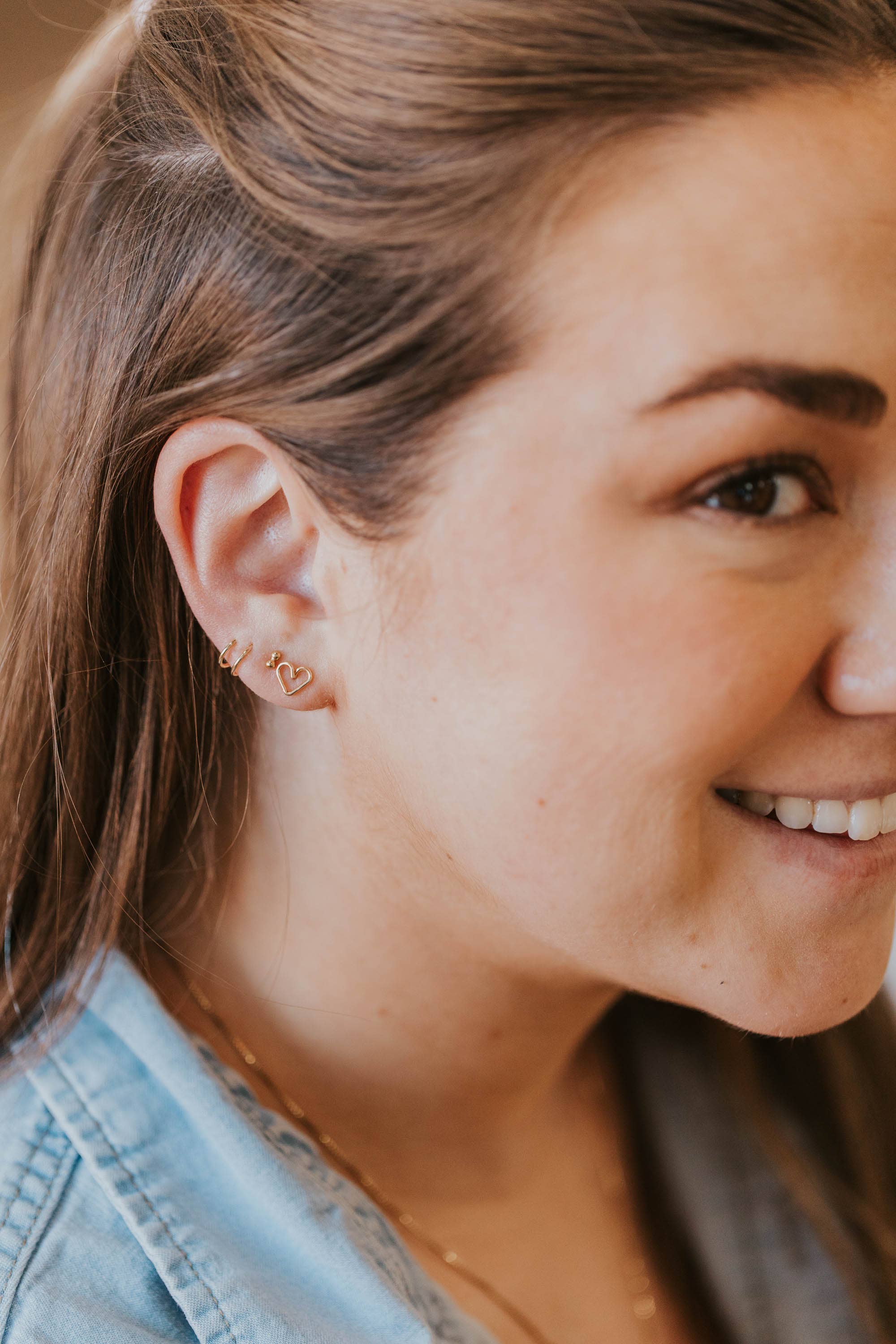 Hello Adorn - Wholesale Stud/Post Earrings - Open Heart Posts | 14kt Gold Fill + Sterling Silver5