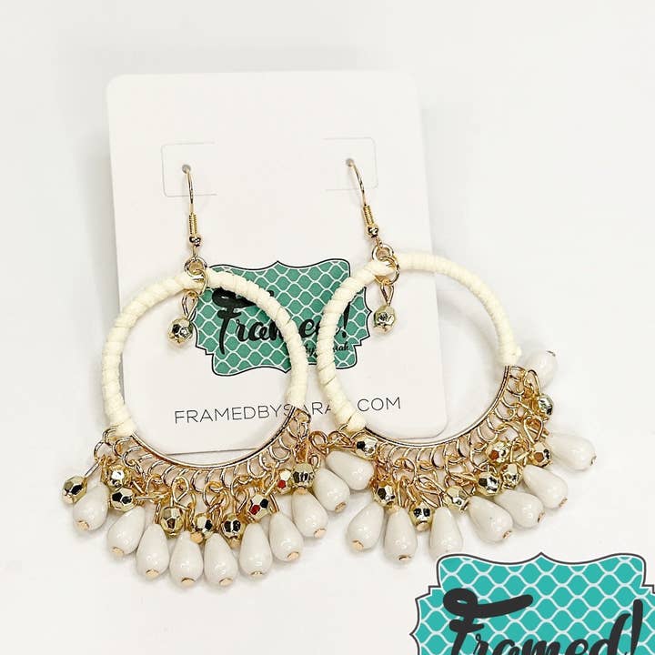 Ivory & Gold Chandelier Earrings for wholesale by Framed By Sarah