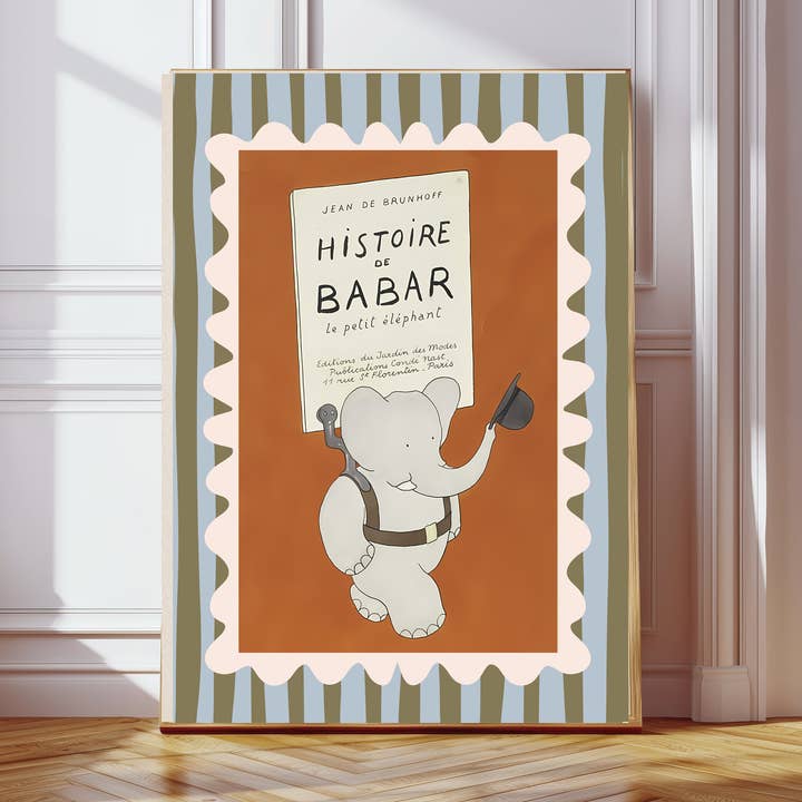 Babar Eventyr Børnekunsttryk for engroshandel hos Kumo Art Prints