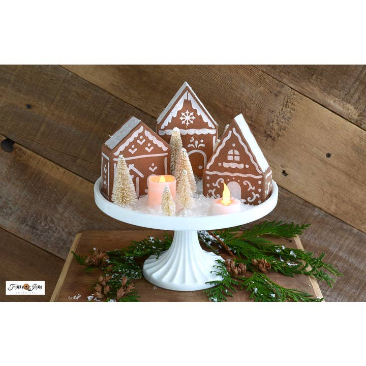 Muddaritaville Studio – wholesale Stencil/craft die – FJ169 Funky Junk's Old Sign Stencils Gingerbread Village stencil8