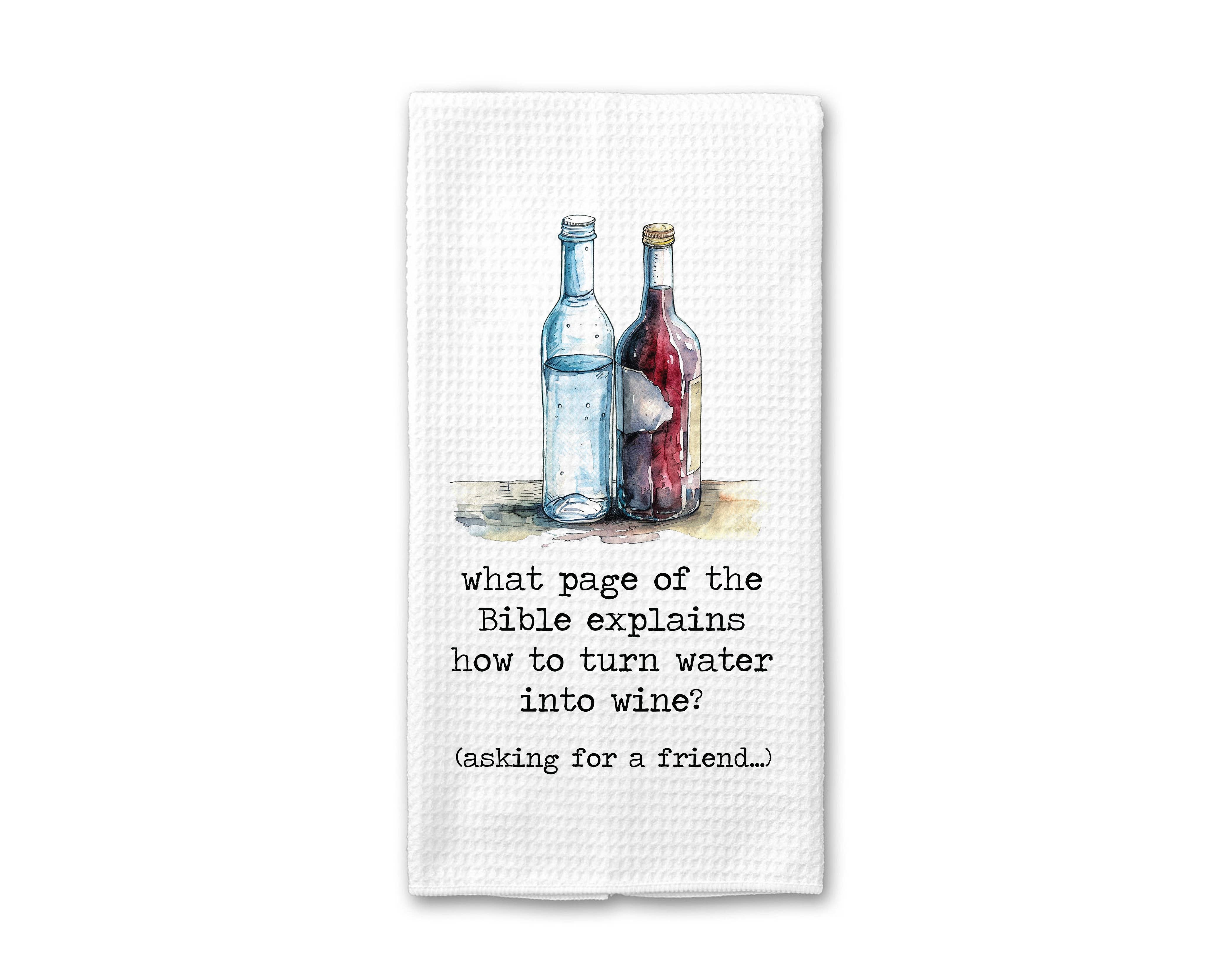 Canary Road - Wholesale Tea Towel - Funny Bible and Wine Towel, Wine Kitchen Decor, Waffle Weave2