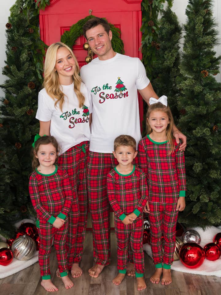 Rojo Conjunto de pijama de manga larga para niños SoftSnooze™ de viscosa de bambú en cuadros rojos Nicholas de venta al por mayor en Faire7