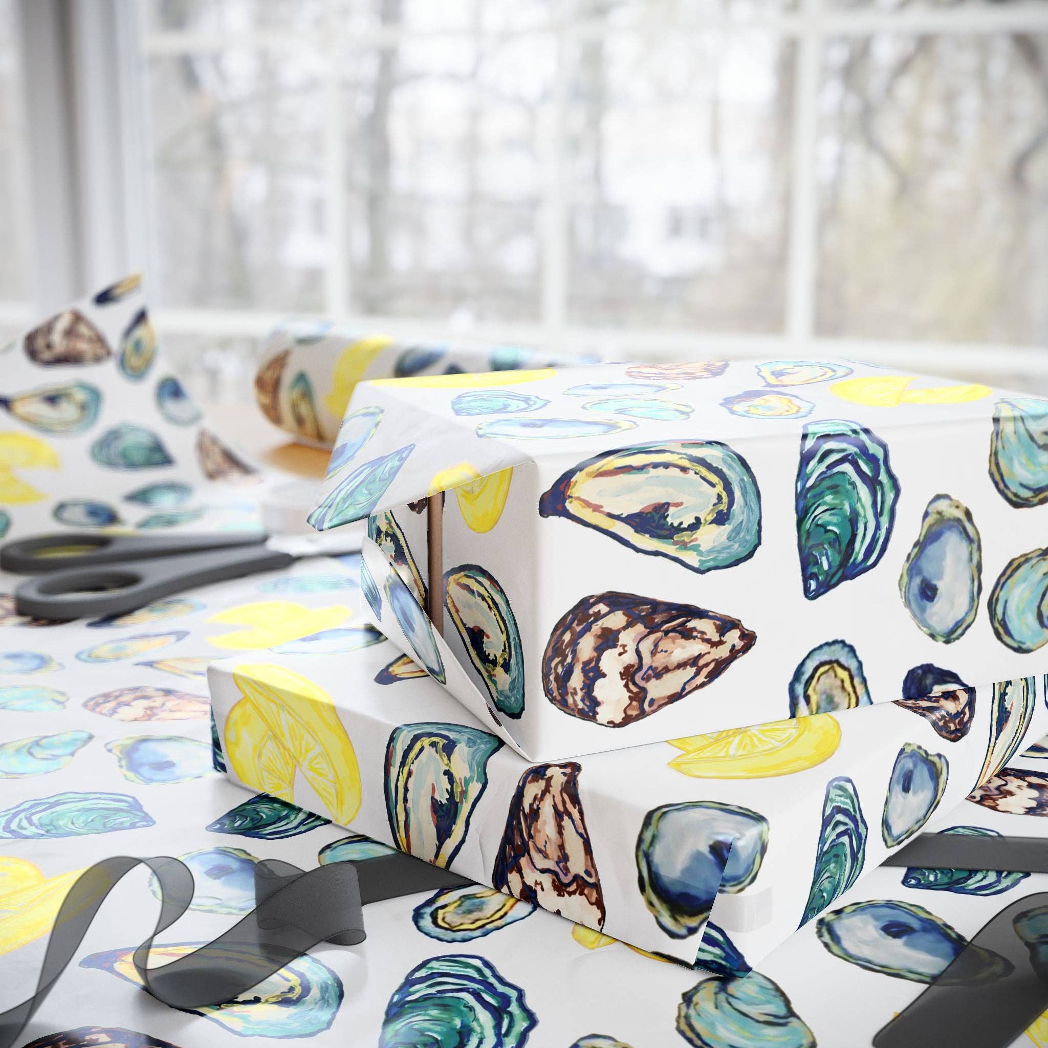 Blue Cava - Wholesale Flat Wrap - Oyster-Inspired Wrapping Paper | Eco-Friendly Gift Wrap16