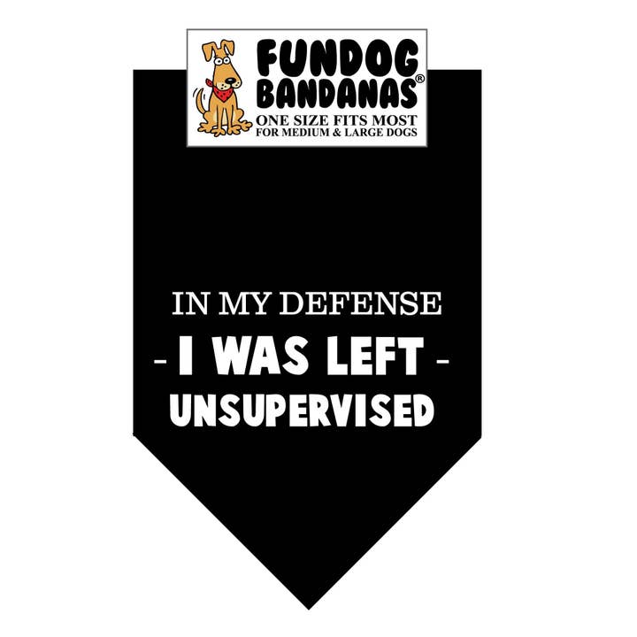5-Pack -'In My Defense I Was Left Unsupervised' Dog Bandanas for wholesale by FunDog Bandanas