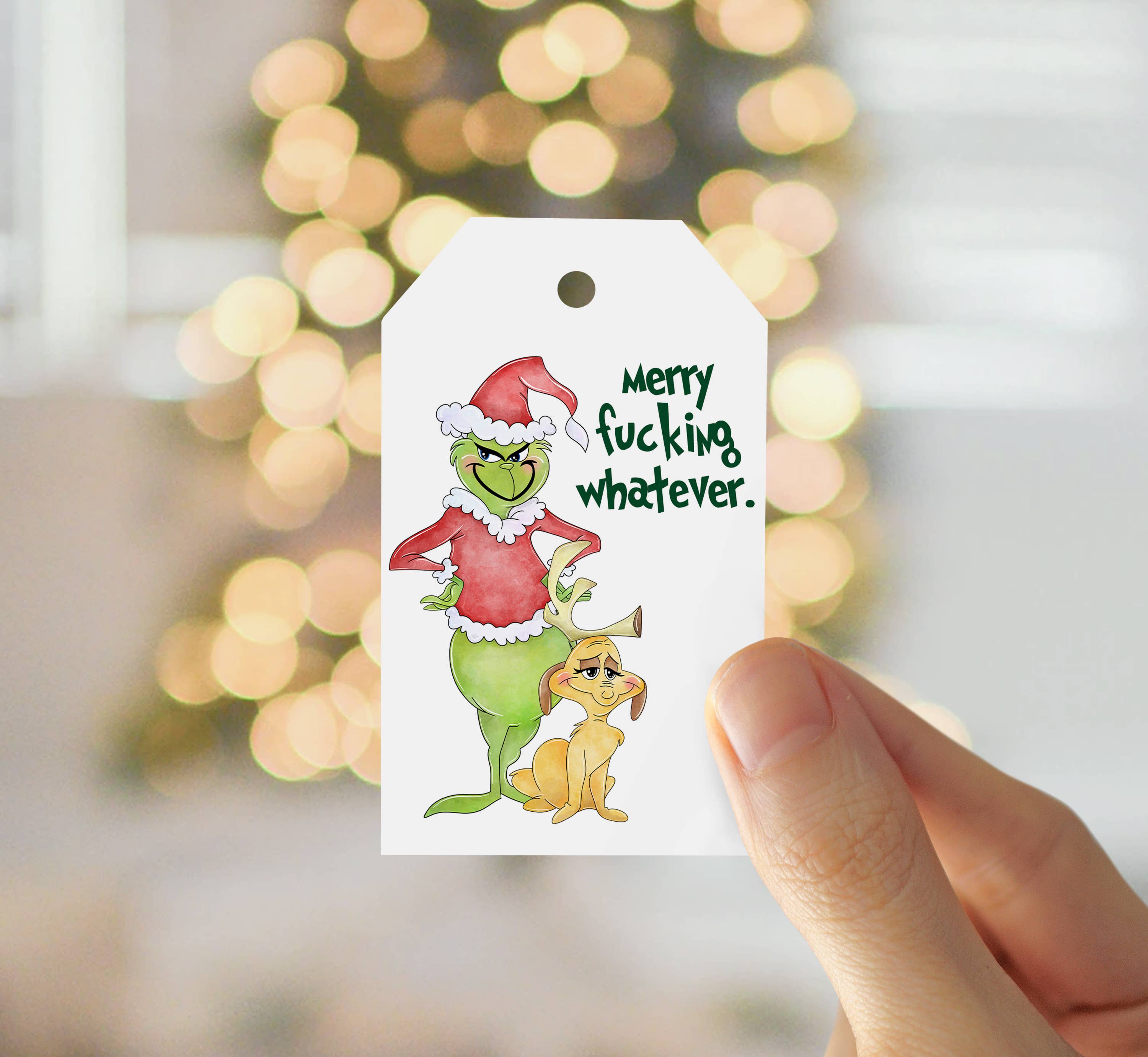 Creativien Studio - Wholesale Gift Tag - Merry fucking whatever Grinch Tag0