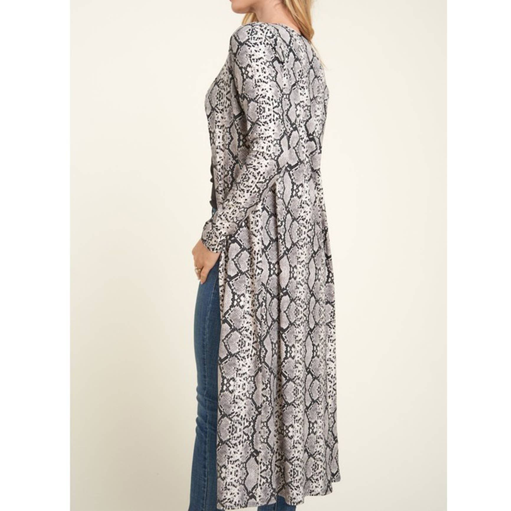 Timeless - Wholesale Cardigan - Women's - Knee Length Printed Long Sleeve Cardigan14