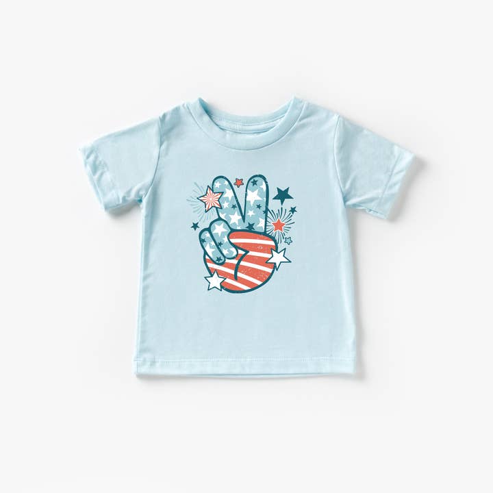 Benny & Ray Apparel - Wholesale Screen Printed T-Shirt - Kids - Peace Sign Patriotic 4th of July Shirt for Kids and Toddlers