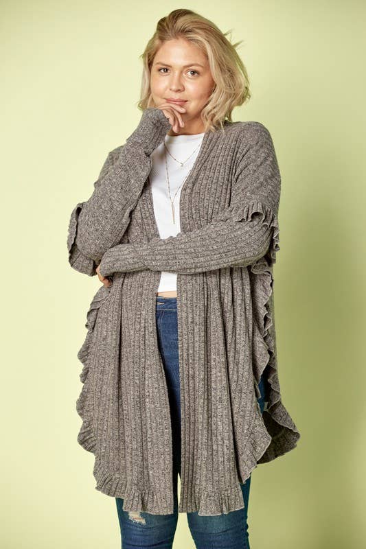 Doe and Rae – Cardigan - Mulher por atacado – Casaco Bainha com Folhos - 9783JPL6