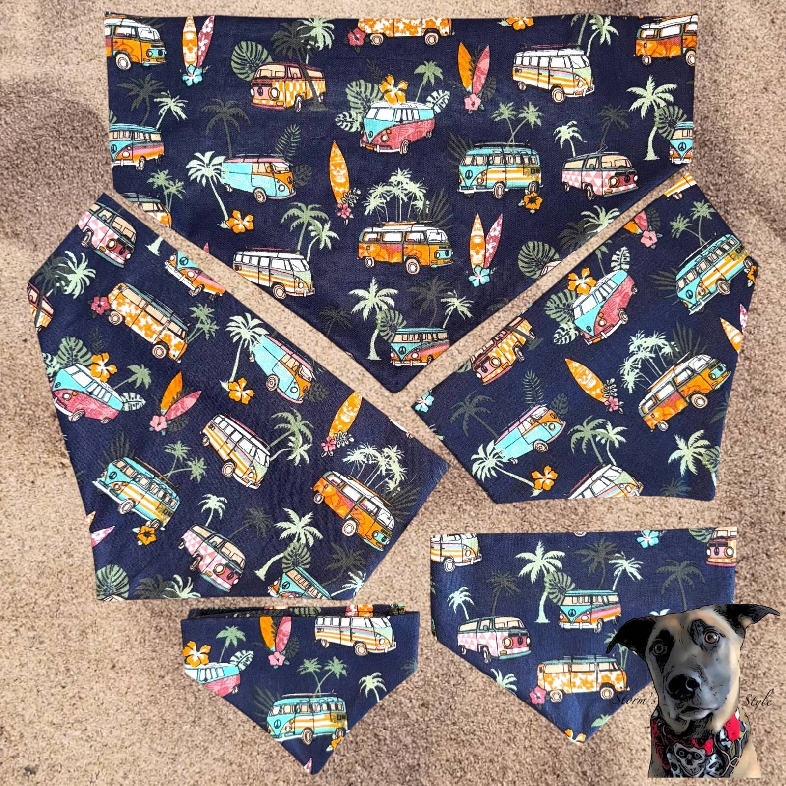 Storms Style - Wholesale Pet Bandana - Dog - Campervan Pet Bandanas - 3 colours available - Dog Cat8