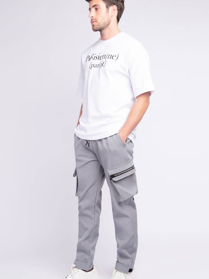 Plain Cargo Pocket Jogger Byxor Grå för wholesale av AARHON