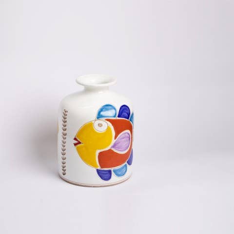 Vaso Tondo Folk Pesce VS583FK-3 per la vendita all'ingrosso da parte di Ceramiche De Simone