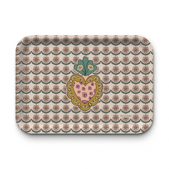 Kraft rectangular tray (42x30 cm) - With all my heart for wholesale by Maison Royal Garden