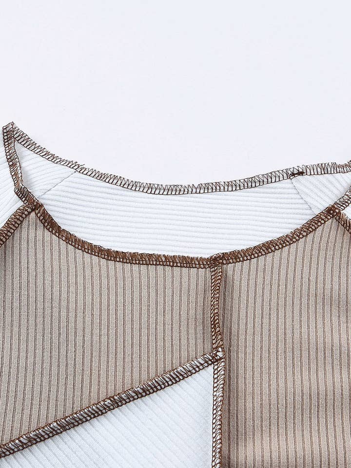 Lovesoft - Wholesale Knit Top - Women's - Irregular Color Block Seaming Trim Rib Knit Top24