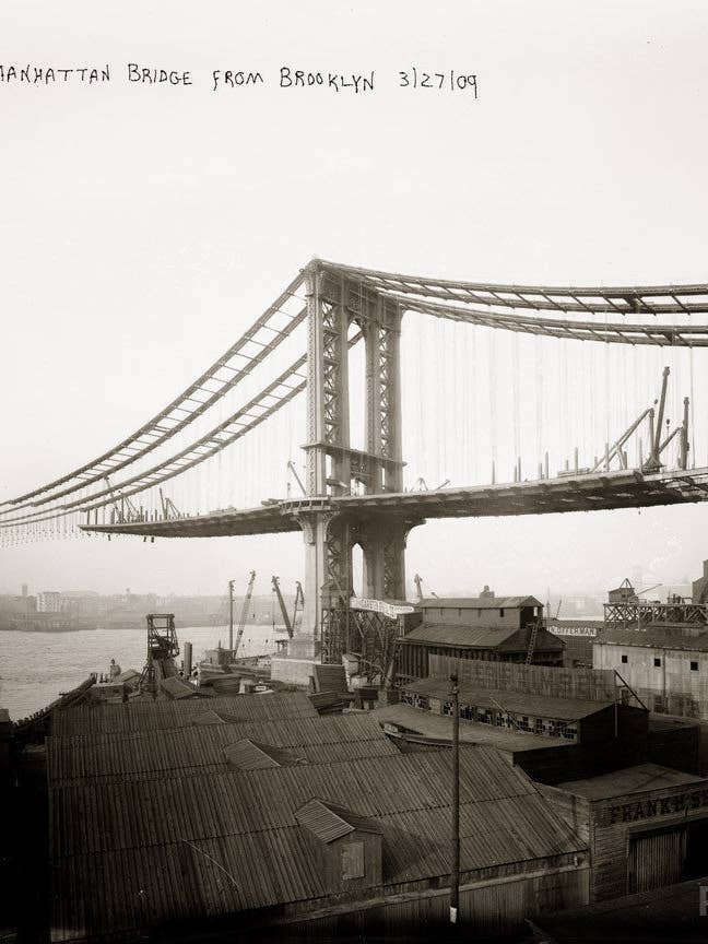 Manhattan Bridge Under Construction from Brooklyn, NY for wholesale by Print Collection