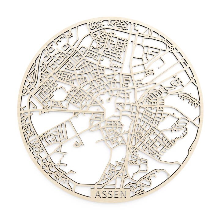 Mapa de la ciudad de madera, Assen, Países Bajos para venta al por mayor de Papurino