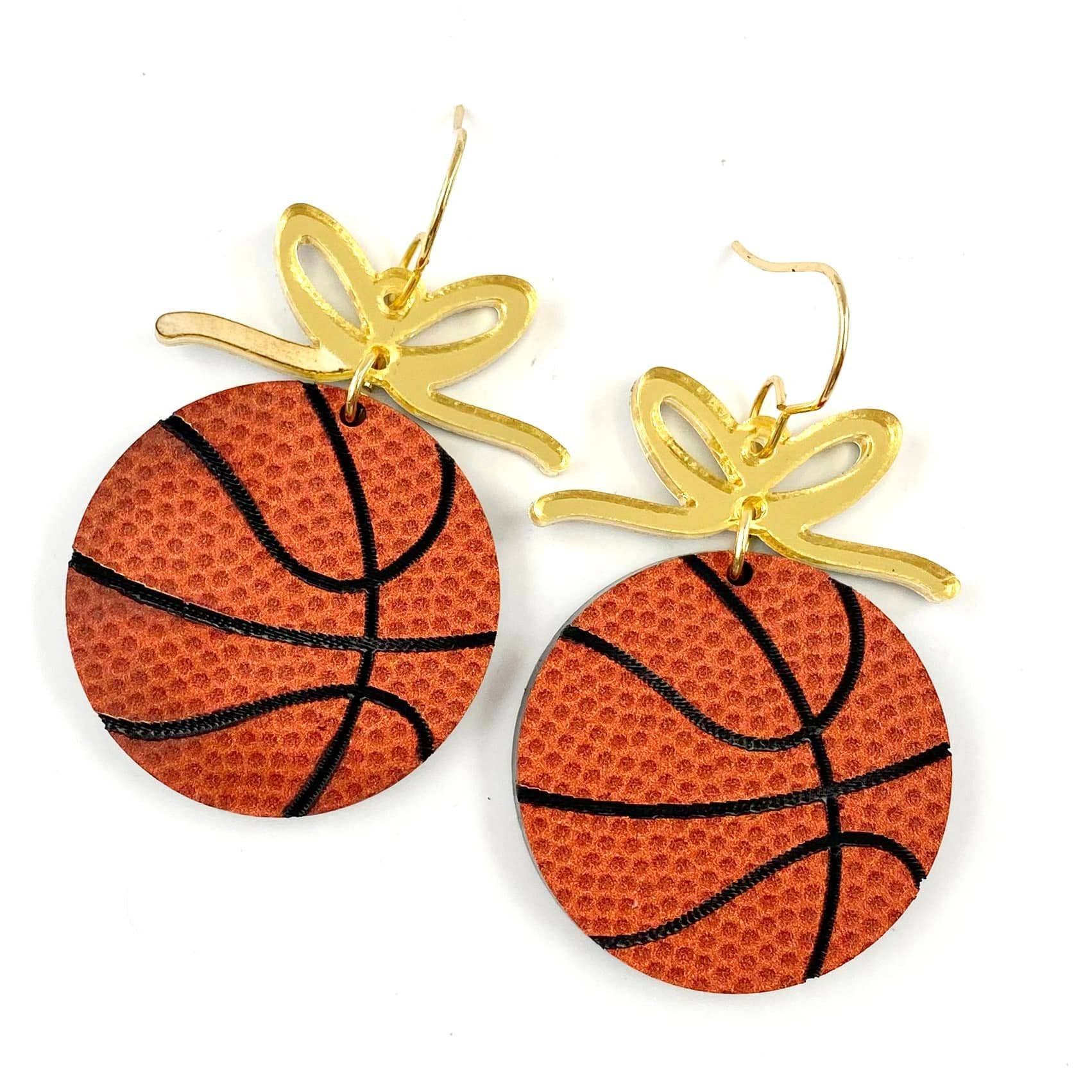 Doohickies - Wholesale Dangle Earrings - 2" Custom Bows & Basketball Dangles - Sports Earrings9