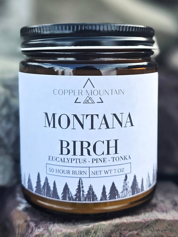 MONTANA BIRCH (EUCALYPTUS - PINE - TONKA)
8OZ, 16OZ for wholesale by Copper Mountain Candle Co.