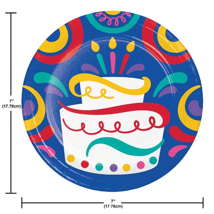 Bulk Party Decor - Wholesale Disposable Plate - Birthday Swirls Paper Dessert Plate, 8/Pkg1