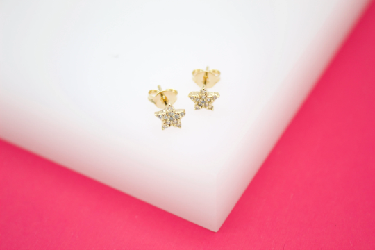 MIA Jewelry - Venta al por mayor Pendientes de botón/aretes de poste - Aretes de estrella rellenos de oro de 18 quilates1