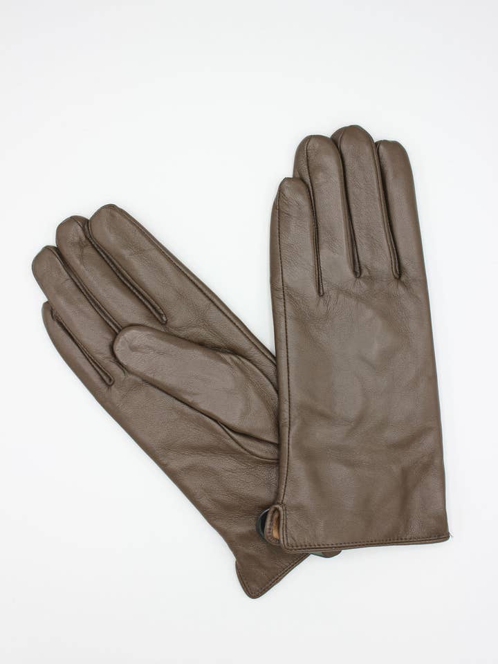 Dam Fleece Fodrad Läderhandskar - Brun för wholesale av Hologramme Paris