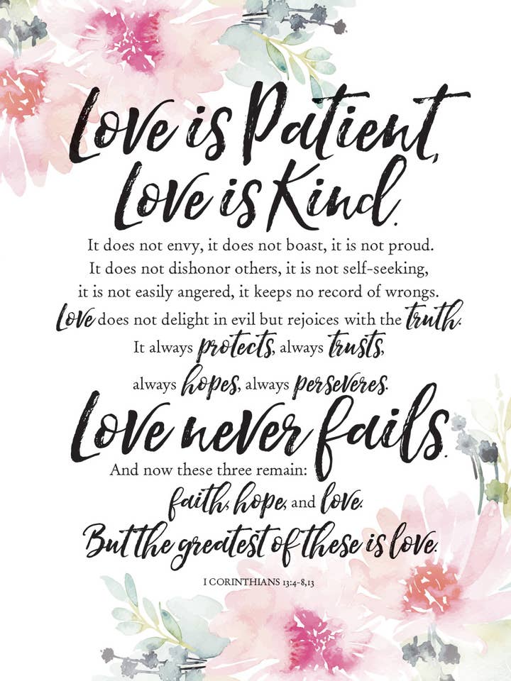 Love Is Patient - Placa de madera Woodland Grace de 6 x 9 para venta al por mayor de Dexsa