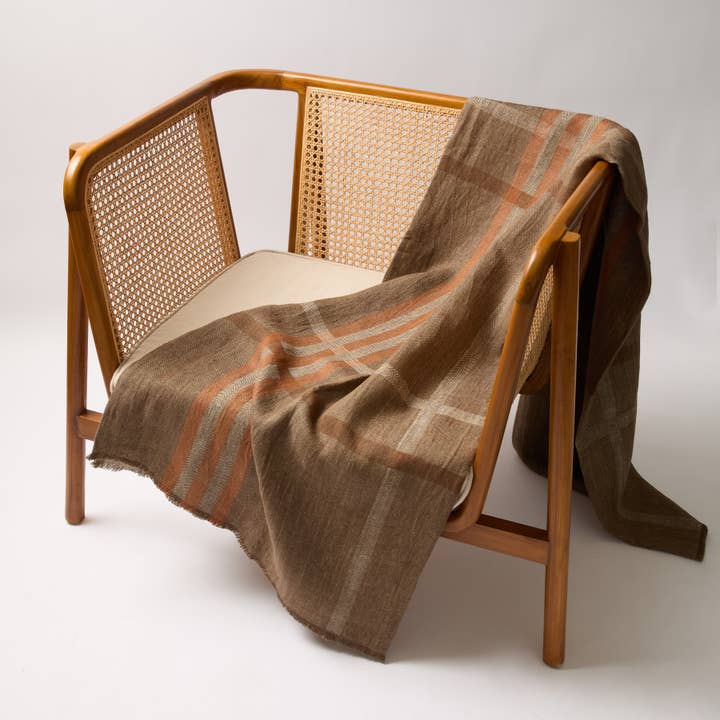 Modern Plaid Throw Walnut & Chestnut 51x78 for wholesale by Maison Marigold