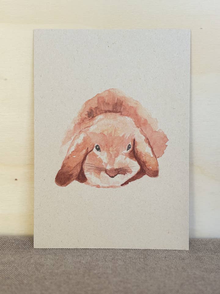Watercolor greeting card A6 (10.5x14.8) | little bunny for wholesale by Li La Lore