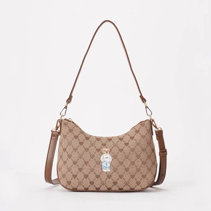 B-Loved Moon-Shaped Underarm Handbag on Beige Monogram for wholesale by Signare London