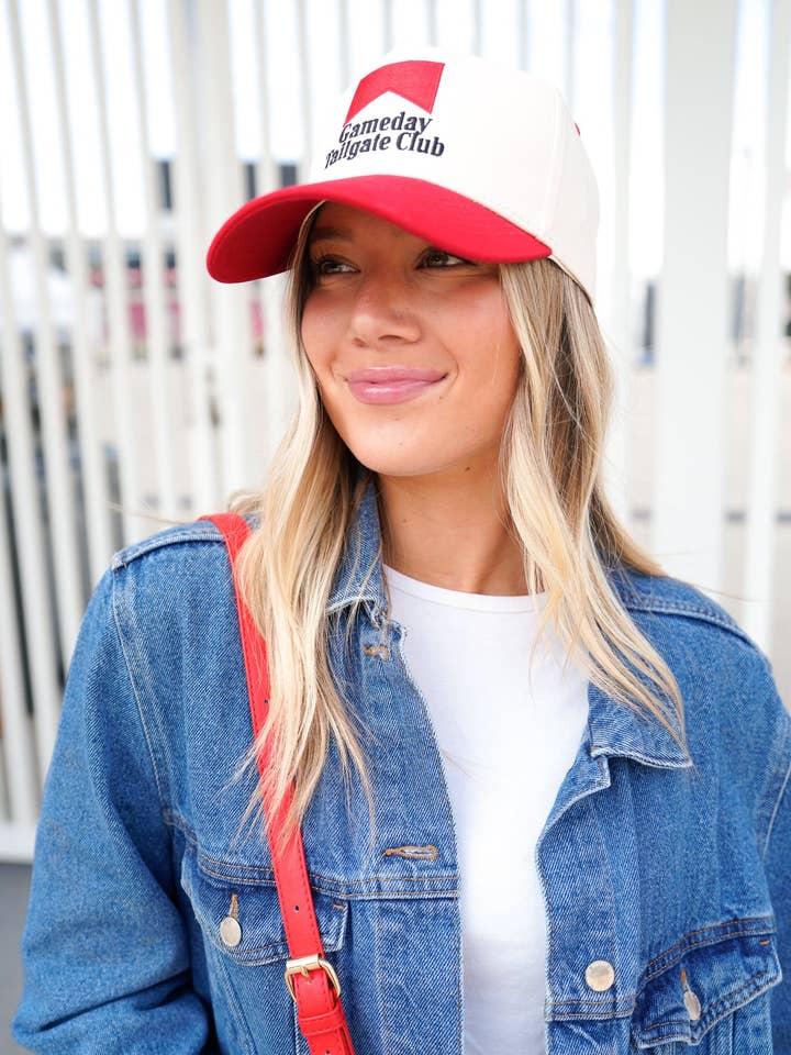 Gameday Tailgate Club - Red Vintage Trucker Hat for wholesale by KENZKUSTOMZ