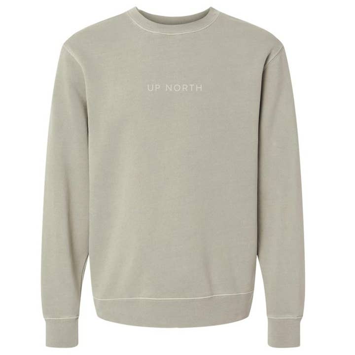 Up North Embroidered Crew (Pigment Cement) for wholesale by Jupmode