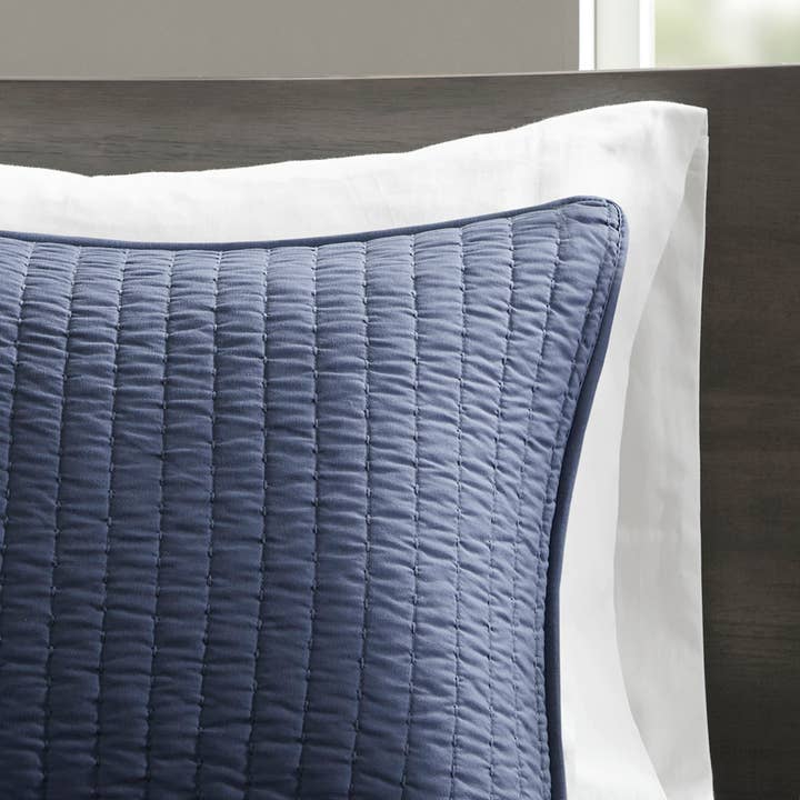 Olliix - Wholesale Bedding Set - Navy Solid Farmhouse Reversible Quilt Set13