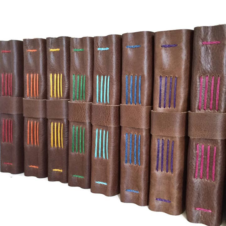 Lined Leather Journal - Chocolate - Choose Your Thread Color for wholesale by Absolutely EVO