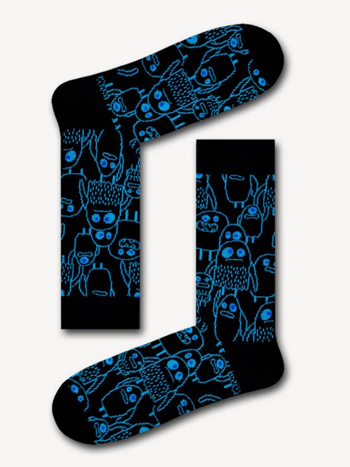 Calcetines unisex Blue Monster, regalo perfecto, calcetines divertidos para venta al por mayor de Socksbros LTD