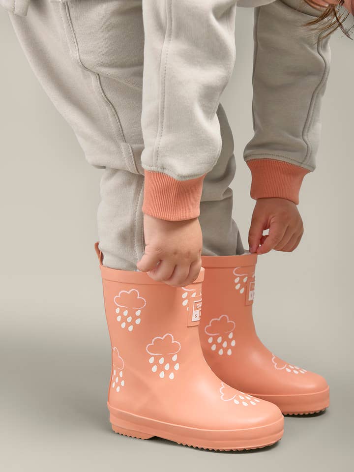 Grass & Air - Wholesale Rain Boots - Kids - Volcanic Orange Colour-Changing Kids Wellies1