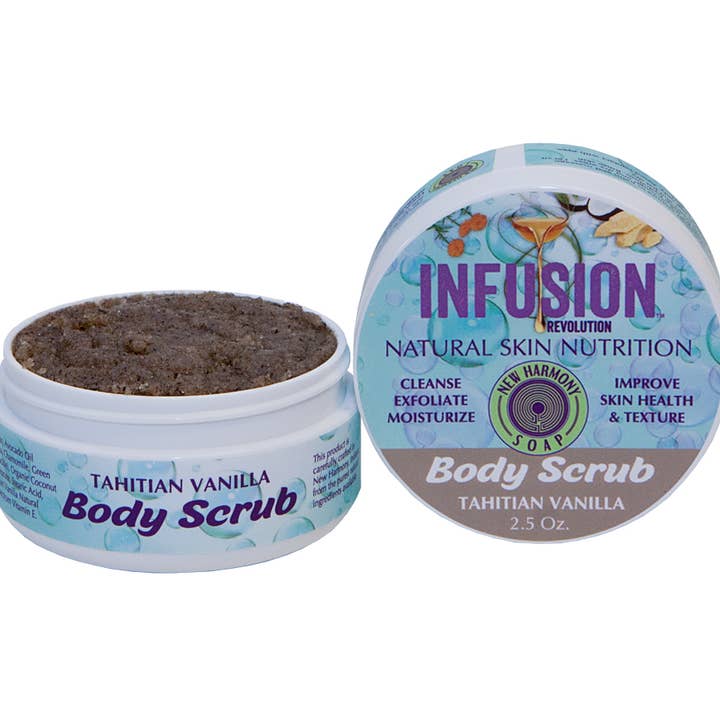 INFUSION REVOLUTION SKINCARE - Wholesale Body Scrub/Exfoliant - 2.5oz Organic Skin Smoothing Scrub - Tahitian Vanilla