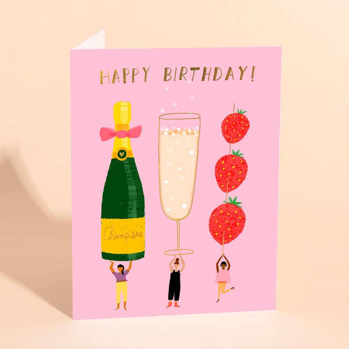 Cartão de Aniversário CHAMPAGNE WISHES por atacado de Carolyn Suzuki