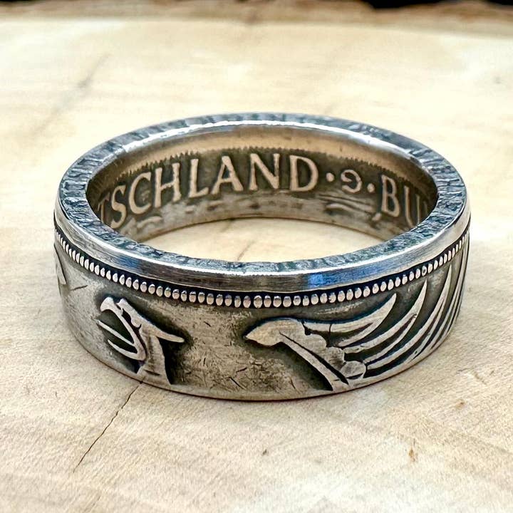 German Eagle 5 Mark Silver Coin Ring for wholesale by Mountainstruck Coin Rings and Jewelry