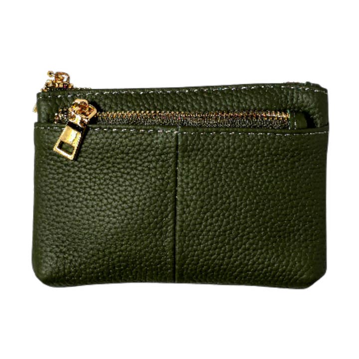 Lædermøntpung i olivengrøn for engroshandel hos Strathurie
