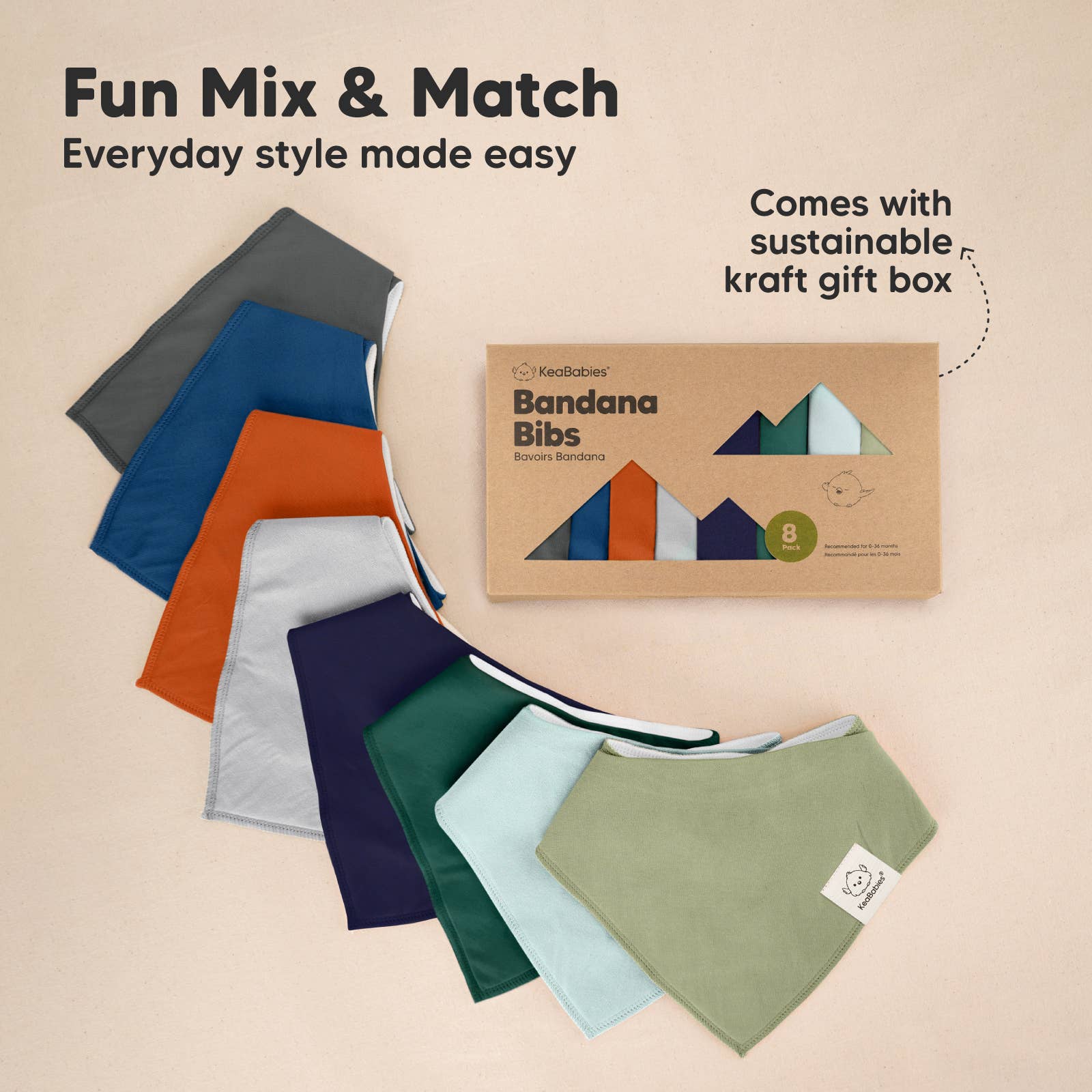 Hunter 8-pack Baby Bandana Bibs for Boys and Girls for wholesale on Faire8